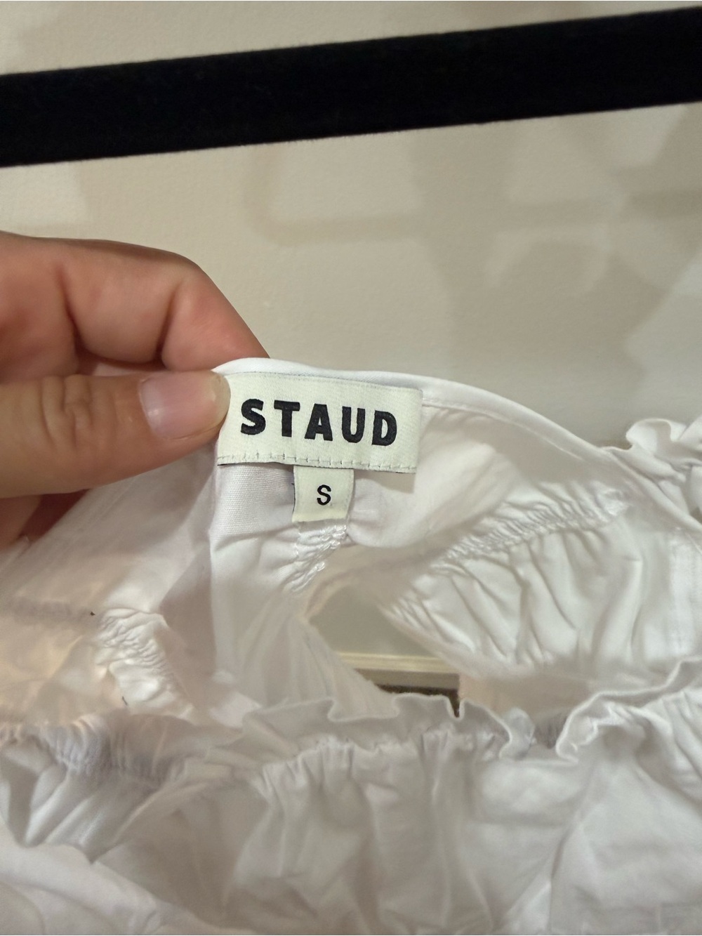 STAUD White Ruched Tank with Ruffled Straps - Picture 5 of 5